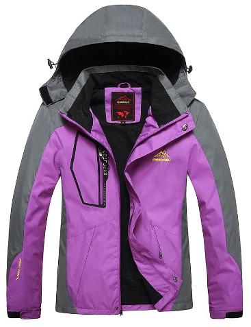 Wantdo Femme Veste de Ski Imperméable Outdoor Veste Coupe-Vent Manteau d'hiver Chaud avec Capuche Amovible Veste Sport Randonnée Coupe-Vent 